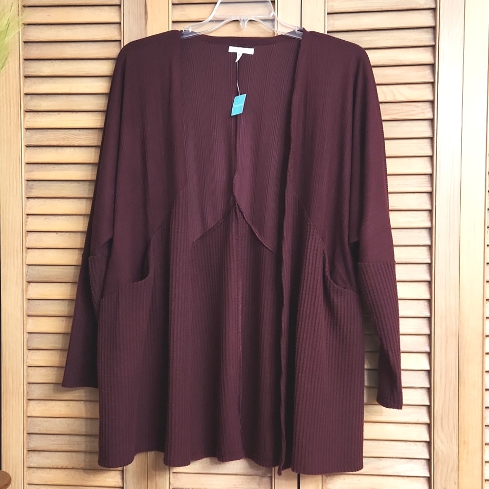 Maurices Maroon Long Sleeves Cardigan